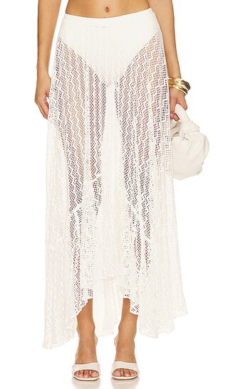 Lace Beach Skirt in White | Revolve Clothing (Global)
