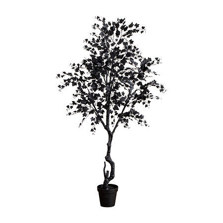 Nearly Natural 7ft Halloween Black Maple Indoor Artificial Tree, One Size, Black | JCPenney