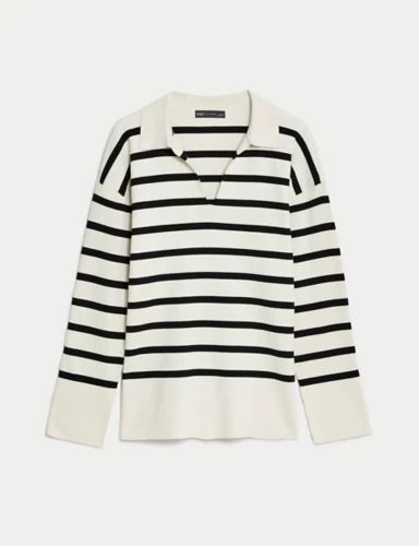 Cotton Rich Striped Relaxed Longline Jumper | Marks & Spencer (UK)