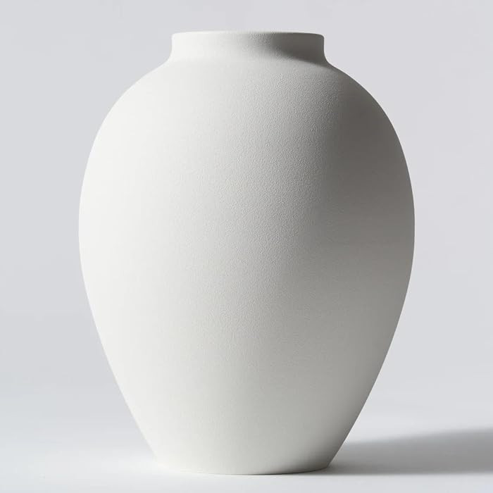 SilkSerenade Ella White Matte Flower Vase for Bedroom Kitchen Living Room Table, Contemporary Far... | Amazon (US)