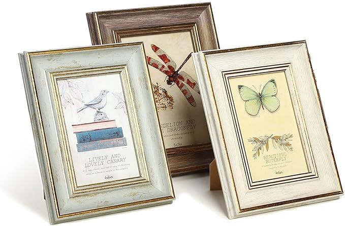 XUANLUO 3 Pack 4x6 Inch Farmhouse Rustic Picture Frame Sets Distressed Farmhouse Plastic Frame wi... | Amazon (US)