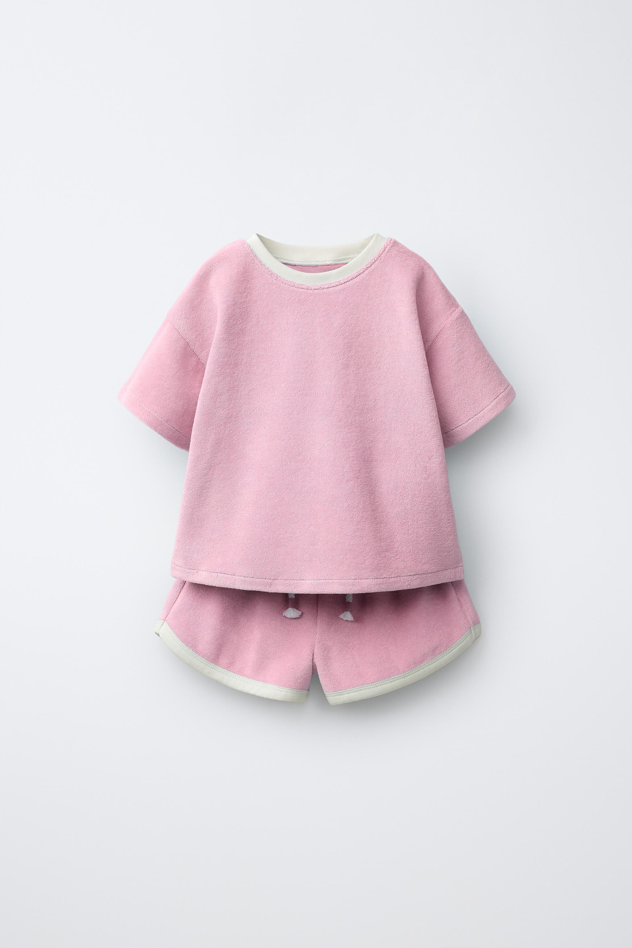 SOLID TOWEL EFFECT T-SHIRT AND BERMUDA SET | Zara US