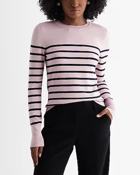 Silky Soft Fitted Striped Crew Neck Sweater | Express (Pmt Risk)