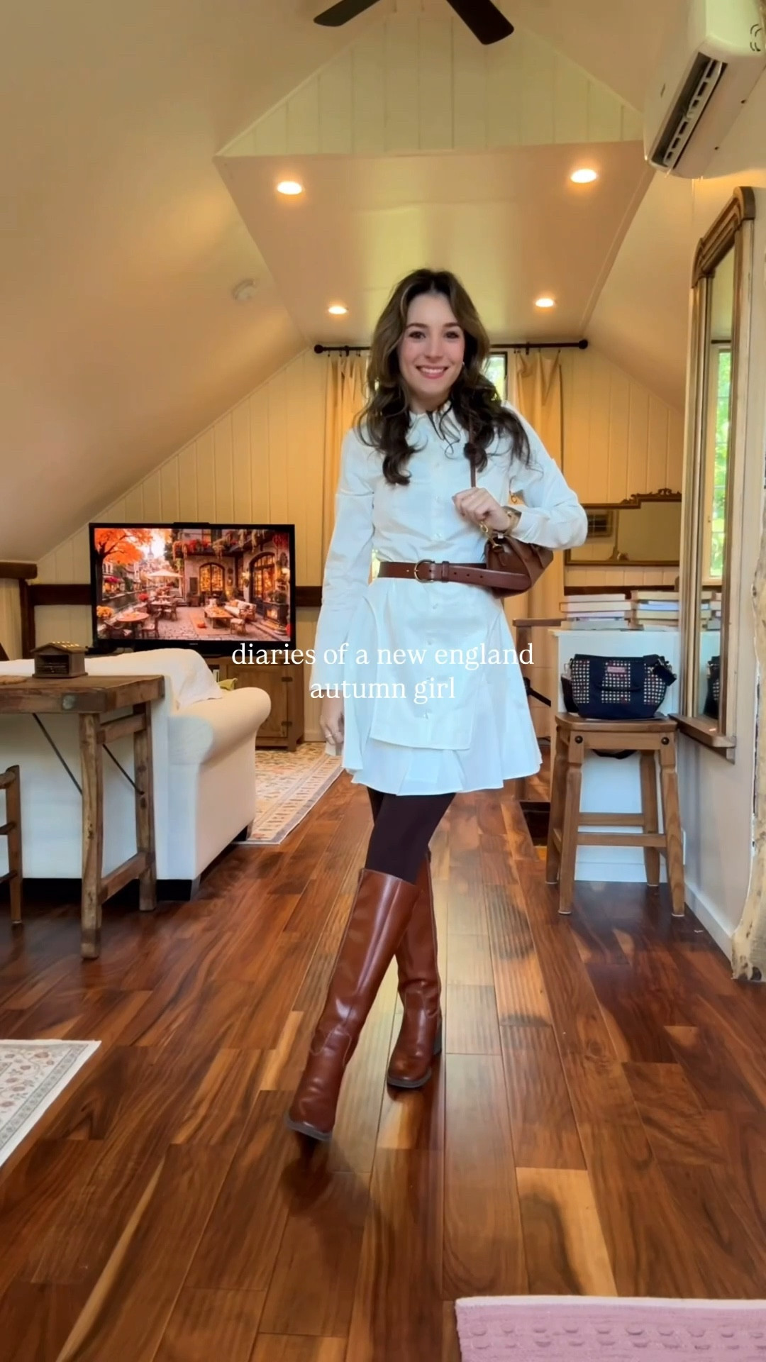 Coastal New England fall outfit with boots! 🍁🍂 Wearing a 2 in the dress (I am 5 foot 3) 🍁🪵

Fall boots / tall boots / white shirt dress / fall outfit / easy fall outfit / preppy / ralph lauren 

#LTKPetite #LTKFindsUnder100 #LTKSeasonal