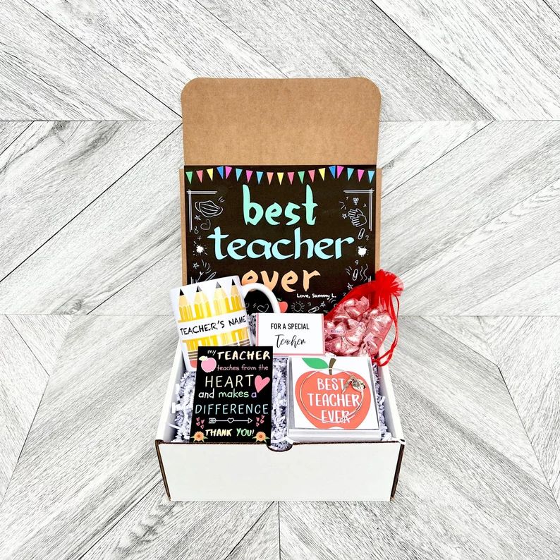 Teacher Gift Box Set - Personalized Teacher Gift - Teacher Gift Set with Teacher Mug, Bracelet, C... | Etsy (US)