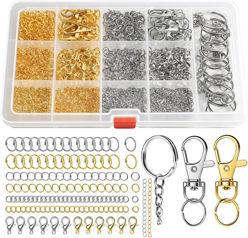 LEOBRO Jump Rings, 968pcs Keychain Making Kit, Keychain Clip and Key Ring, Key Chain Rings, Lobst... | Amazon (US)