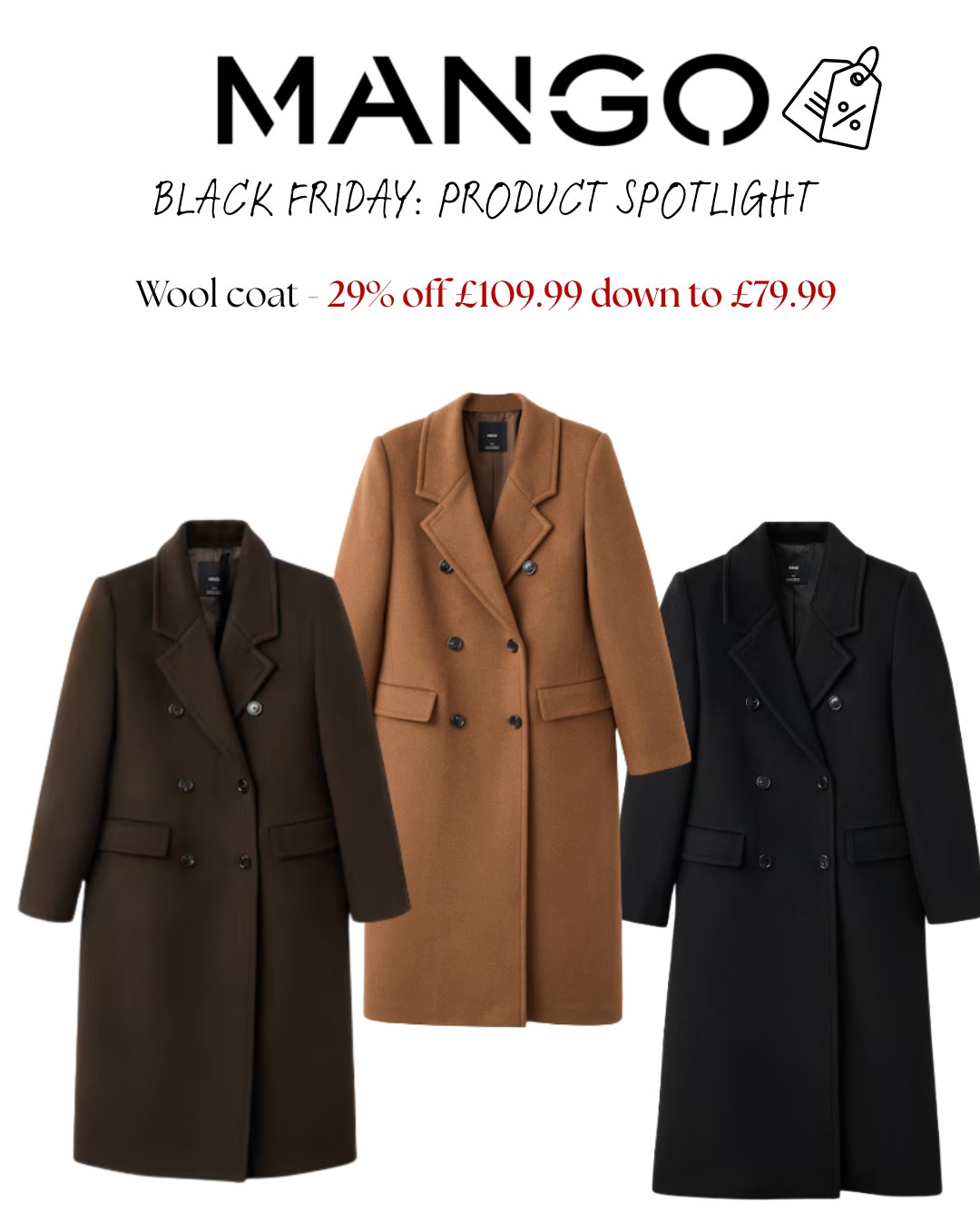 I wanted to highlight this coat!! A wool coat is such a great thing to get during Black Friday because they’re obviously a bit pricier (even though this one is such a great price!!!) and they’re just so good - they don’t go bobbly. I bought the black one a couple of weeks ago and it is SUCH a great coat!! So structured, shoulder pads and just amazing quality 🖤 think I’m going to get the camel one! Swipe to see the black one styled on me 🫶🏼 - I wear size small

#LTKwinter #LTKCyberWeek #LTKsale