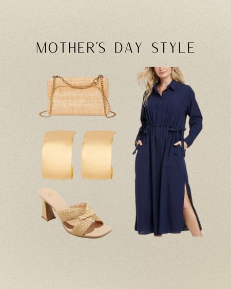 Mother’s Day Style! Get this entire look at Target. 

Mother’s Day outfit, Target style, navy dress, puff clutch, A New Day, mule heels 