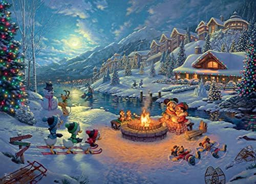 Ceaco - Thomas Kinkade Disney Holiday 1000 Piece Jigsaw Puzzle, Mickey and Minnie Christmas Lodge | Amazon (US)