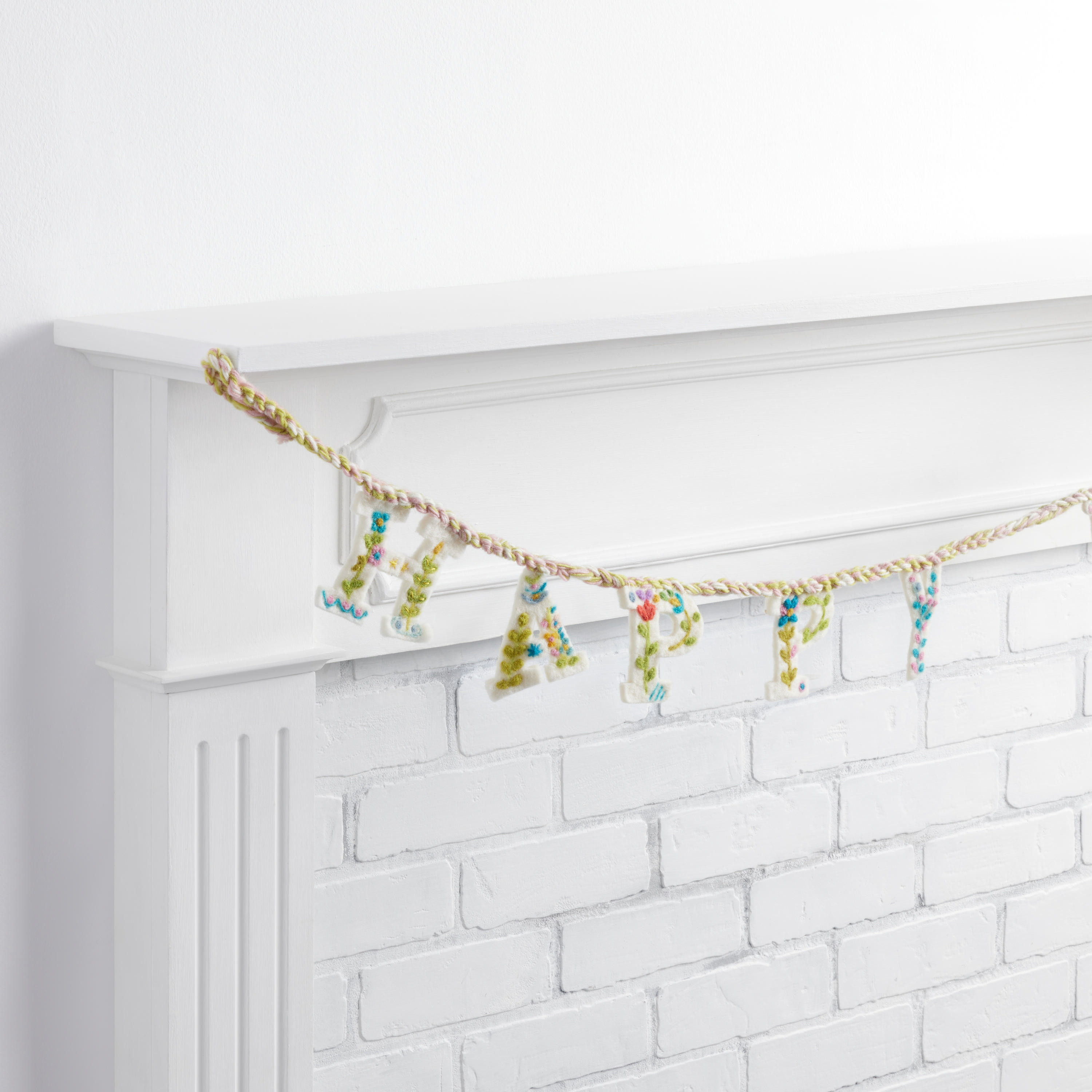 Felted Wool Floral Happy Easter Garland | World Market