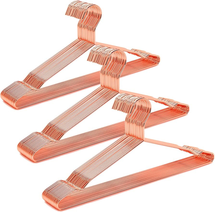 Amber Home 30 Pack 17" Rose Gold Strong Metal Hanger, Copper Clothes Hangers, Heavy Duty Coat Han... | Amazon (US)