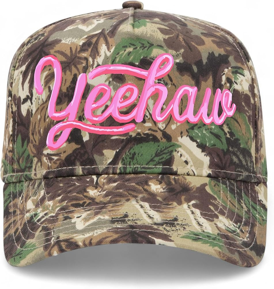 Yeehaw Pink Cursive Vintage Trucker Hat | Premium Adjustable Snapback Baseball Hat for Men & Wome... | Amazon (US)