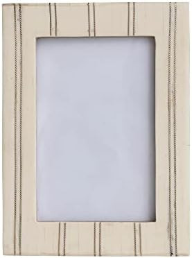 Resin Photo Frame with Pinstripe Design, Cream and Gold | Amazon (US)