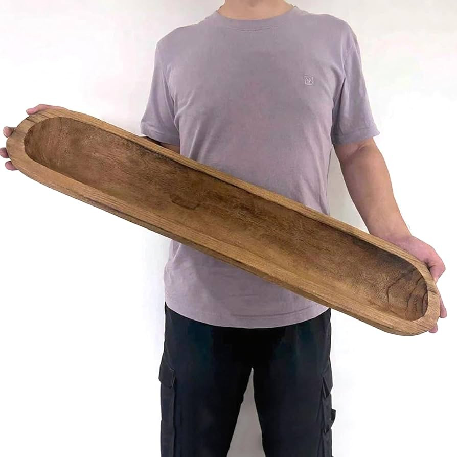 Wooden Dough Bowls Decorative，Rustic Bread Long Bowls Decor Wood Tray, Hand Carved for Table Ce... | Amazon (US)