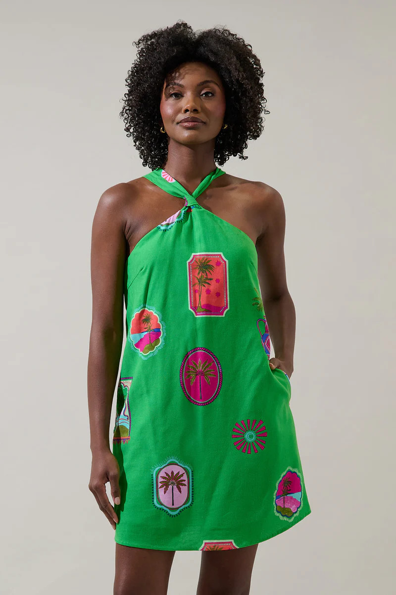 Trinie Postcard Amory Halter Mini Dress | Sugarlips