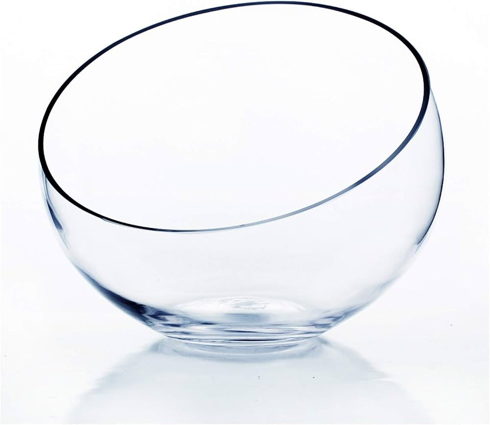 WGV Slant Cut Bowl Glass Vase, Width 9", Height 8.25", Clear Terrarium, Candy Dish, Fruit Jar, Fl... | Amazon (US)