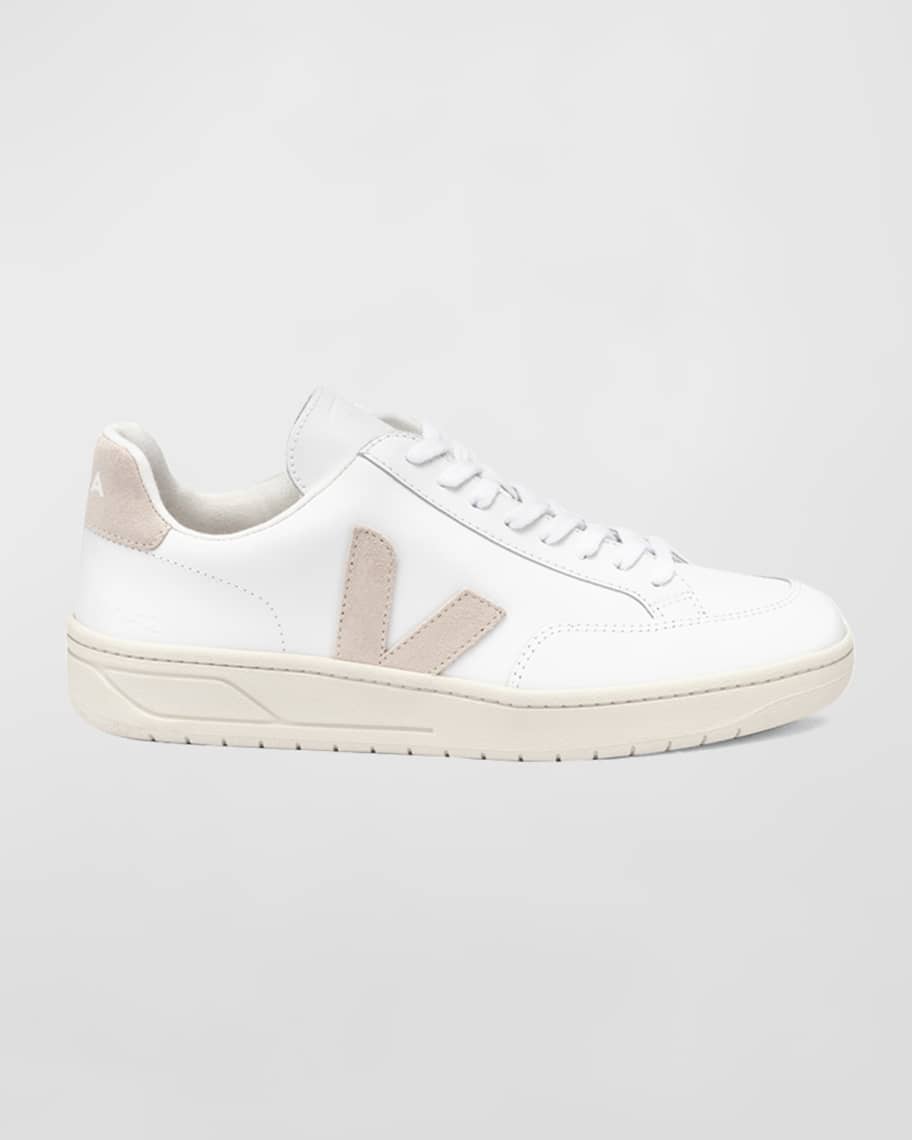 VEJA V12 Mixed Leather Court Sneakers | Neiman Marcus