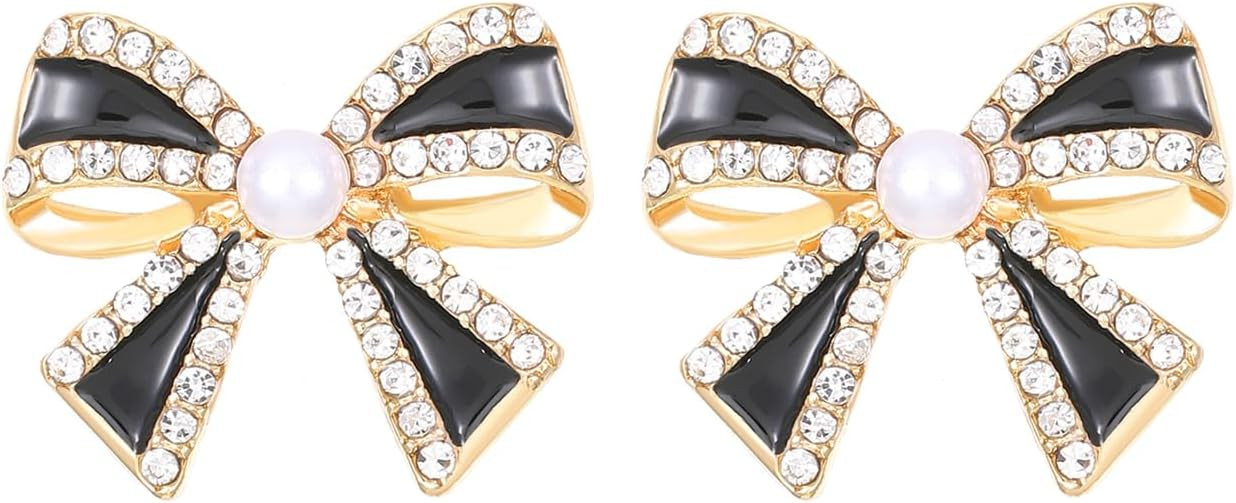 Pearl Bow Knot Small Earrings for Women Crystal Butterfly Tie Earrings | Wedding Party Daily Jewe... | Amazon (US)