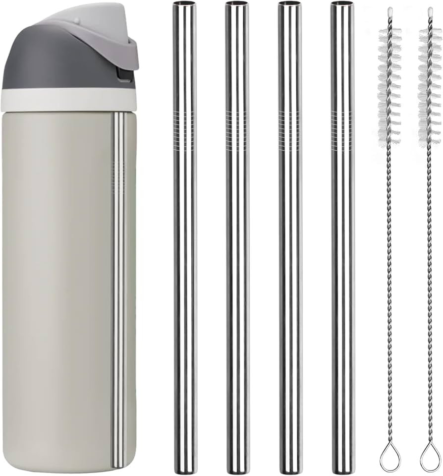 Metal Replacement Straws for Owala Water Bottle 24 oz 32 oz, With 2 Cleaning Brush, Reusable Stai... | Amazon (US)