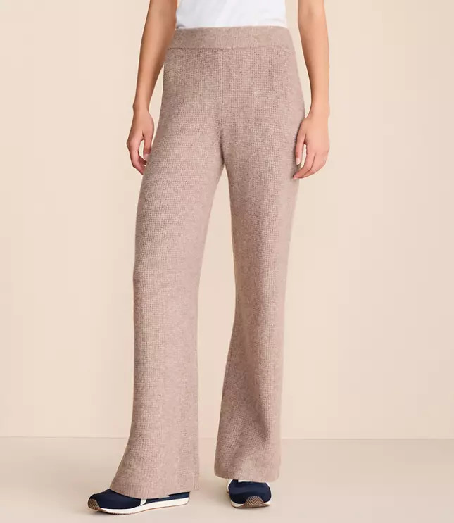 Petite Lou & Grey Heathered Waffle Cloudstitch Wide Leg Pants | LOFT