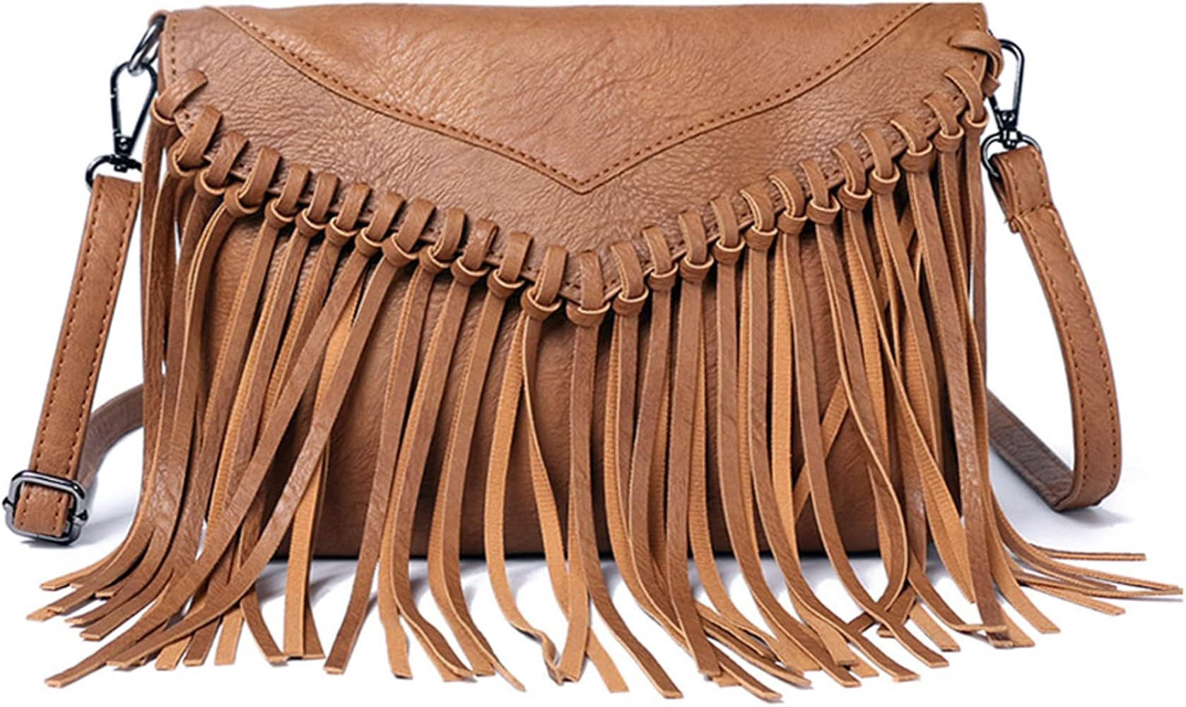 Vintage Fringe Purse Fringe Hobo Bags for Women Vegan Leather Tassel Hippie Crossbody Bag | Amazon (US)