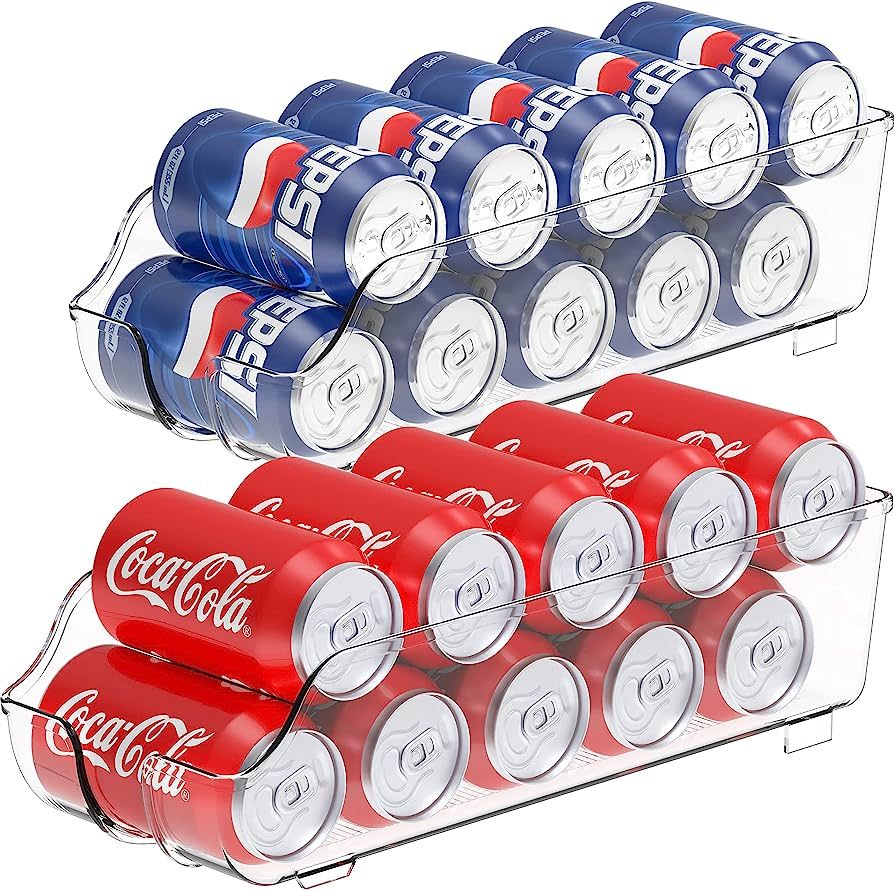 Simple Houseware Soda Can Organizer for Pantry / Refrigerator, Clear, Set of 2 | Amazon (US)