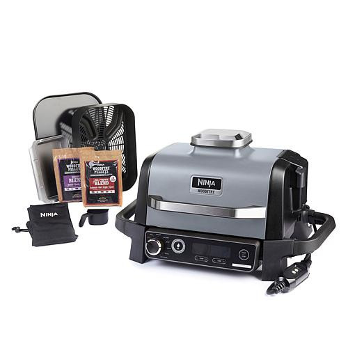 Ninja Woodfire 7-in-1 Outdoor Grill & Smoker with Cover & Griddle - Gray/Grey | HSN