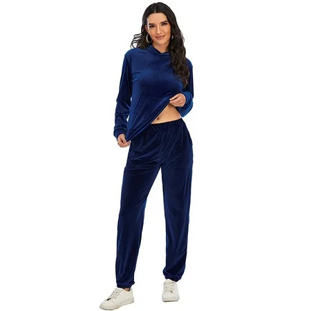 LELINTA Velour Tracksuit for Women Outfit Hoodie and Pants Tracksuit Yoga Running Sport Sweatsuit Jo | Walmart (US)