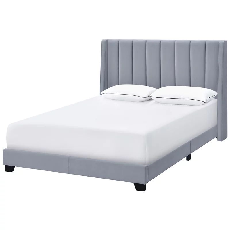 Upholstered Channeled Shelter King Bed in Dove Gray - Walmart.com | Walmart (US)