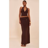 Brown Ruched Detail Flowy Maxi Skirt Co-ord | PrettyLittleThing US