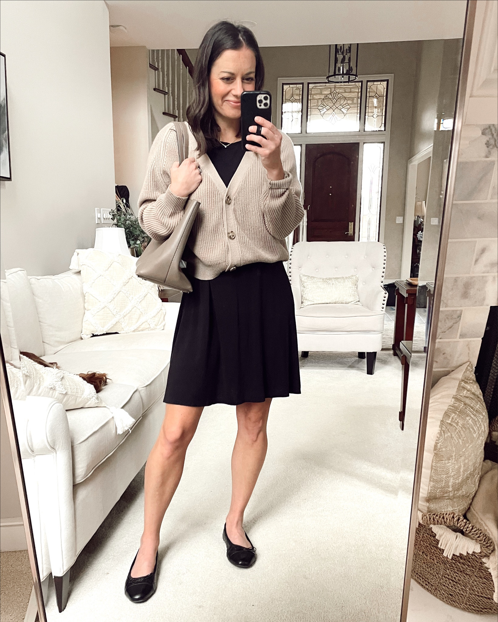 Amazon swing dress (runs tts -
Wearing a small), button cardigan (Tts to big - wearing a small), ballet flats (run Tts)

Work wear, teacher outfit, teacher style, casual dress, amazon dress, work shoes

#LTKworkwear #LTKunder50 #LTKstyletip