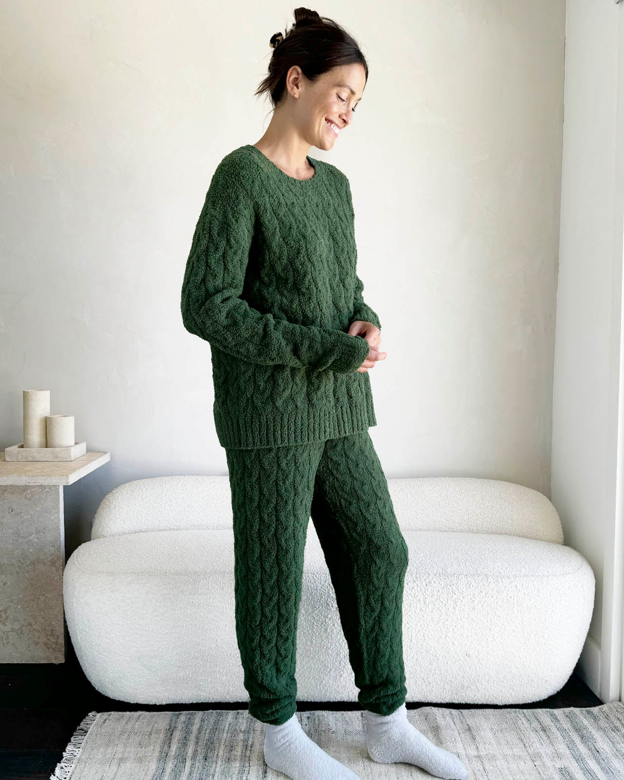Forest Fuzzy Cable Knit Sweater PJ Set | Splendid