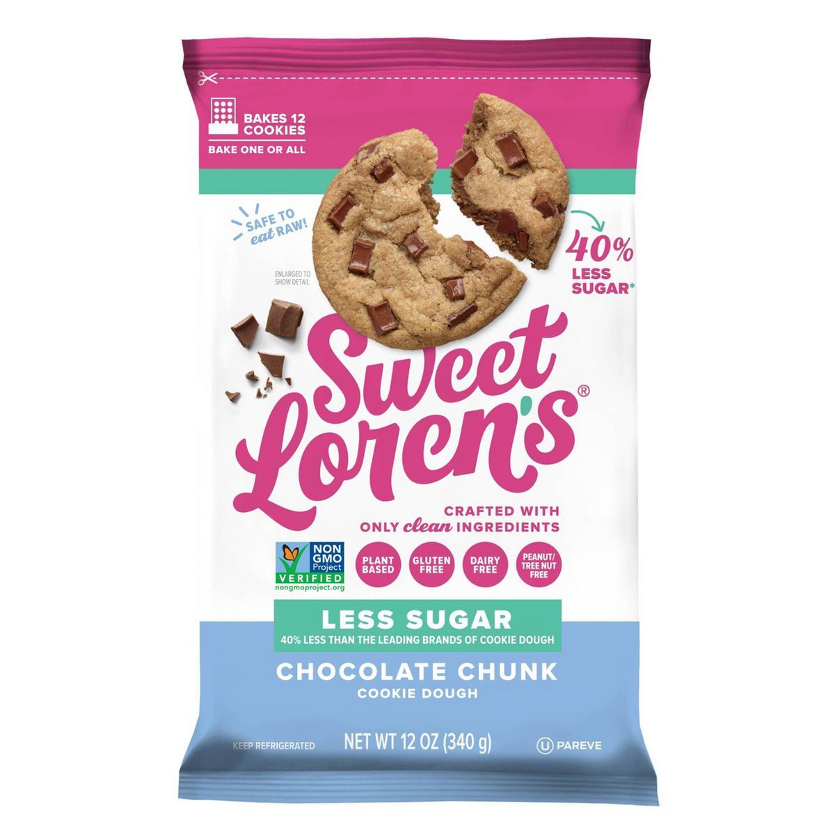 Sweet Loren's Less Sugar Place & Bake Chocolate Chunk Cookies - 12oz | Target