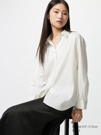 Women's Satin Blouse | UNIQLO UK | UNIQLO (UK)