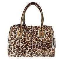 B. Makowsky Animal Printed Luxe Leather East/West Satchel | QVC