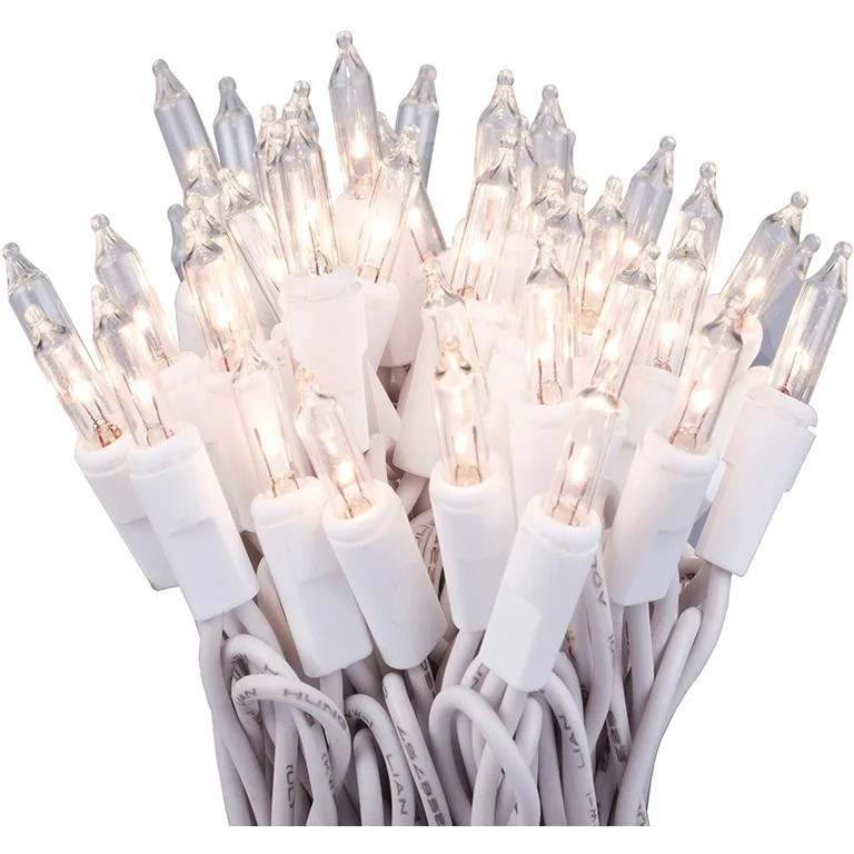 612 Vermont 50 Clear White Christmas Lights on White Wire, Indoor Outdoor Use, 9' Lighted Length,... | Walmart (US)