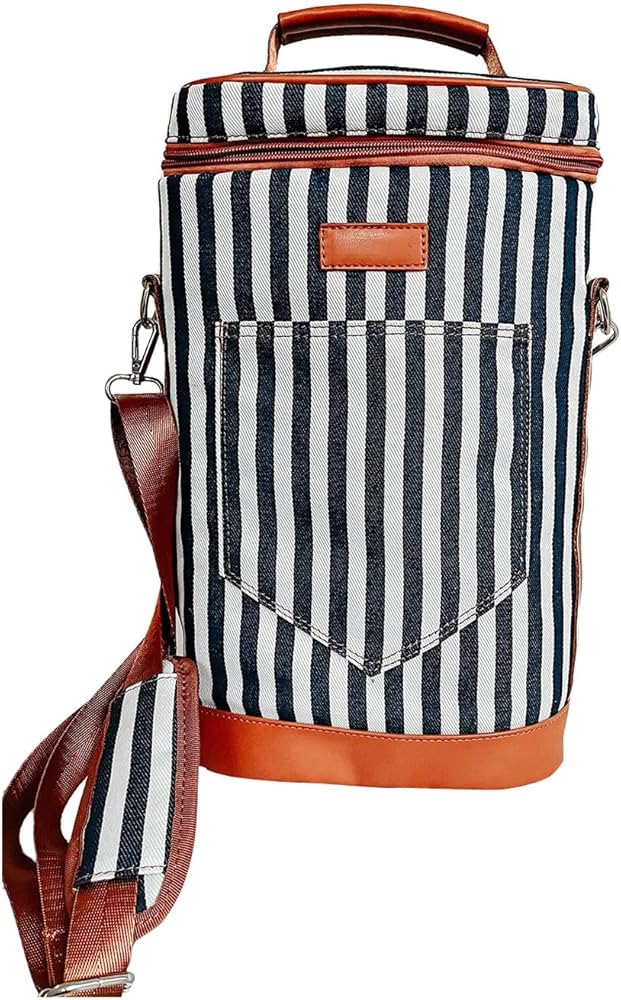 Insulated Wine Cooler Bag, Portable Leakproof Padded Wine Tote Carrier with Handle, Adjustable Sh... | Amazon (US)