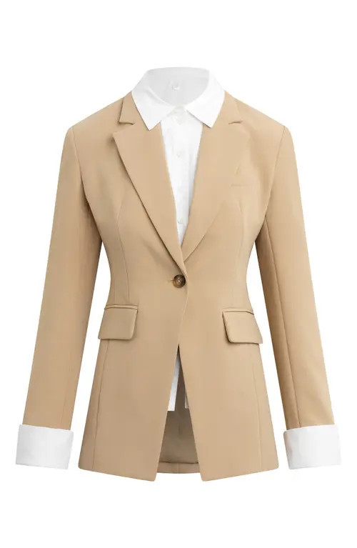 Favorite Daughter The Madison Avenue Blazer in Tan/white at Nordstrom, Size 0 | Nordstrom