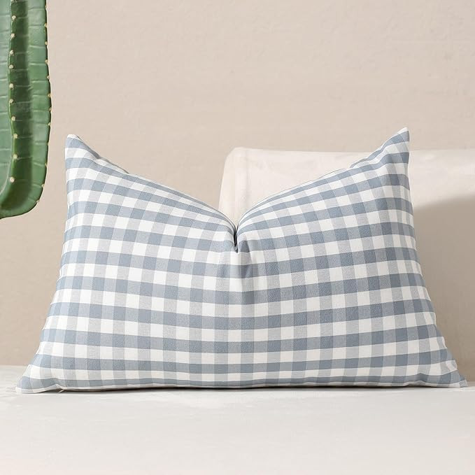vctops Blue Buffalo Check Plaid Decorative Throw Pillow Covers 12x20 Inch Farmhouse Gingham Lumba... | Amazon (US)