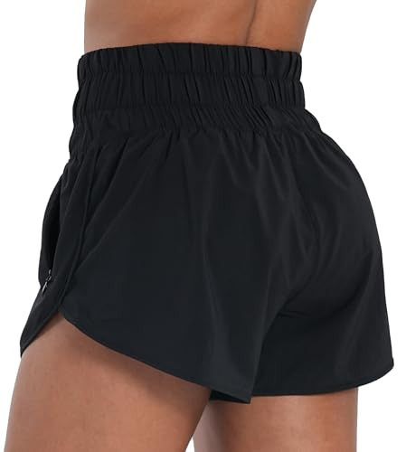Sunzel High Waisted Athletic Running Shorts for Women Quick Dry Mesh Liner Gym Workout Shorts with Zipper Pockets Black | Amazon (US)
