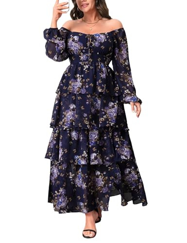 EYWOL Plus Size Wedding Guest Dress: Cocktail Dresses for Women Plus Size - Long Sleeve Floral Dr... | Amazon (US)
