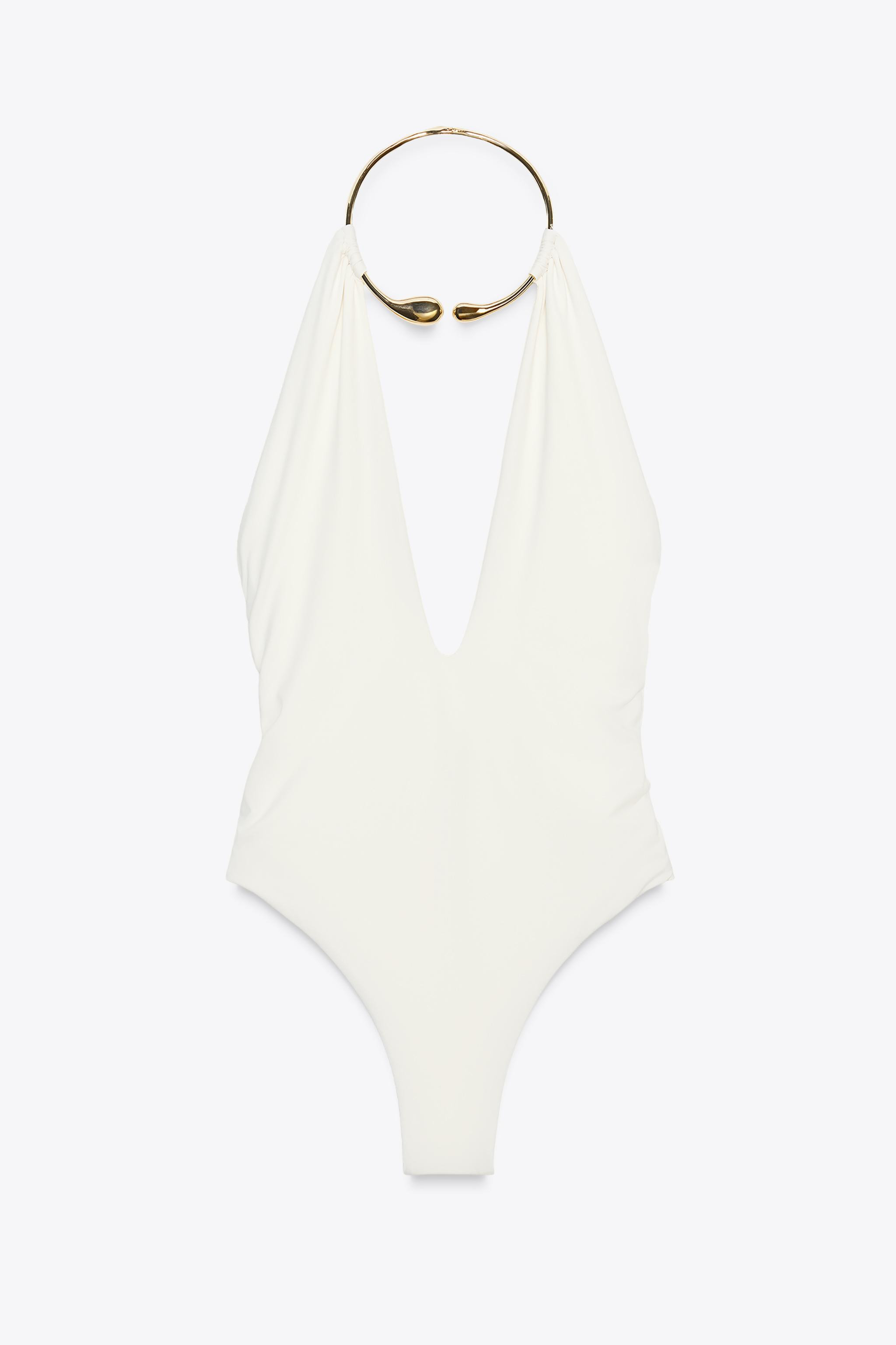 HALTER SWIMSUIT WITH METAL COLLAR | Zara US