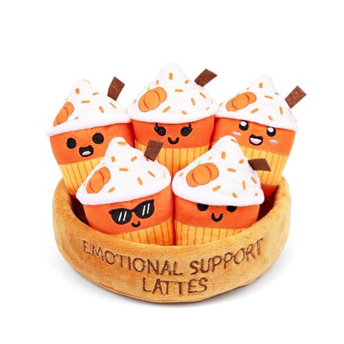 Emotional Support Lattes by Relatable, Soft & Cuddly Fall Plushies for Love Ones of All Ages, The Perfect Fall Gifts for Back to School, and Teacher Desk Buddy, Includes 5 Latte Plushies with Basket | Amazon (US)