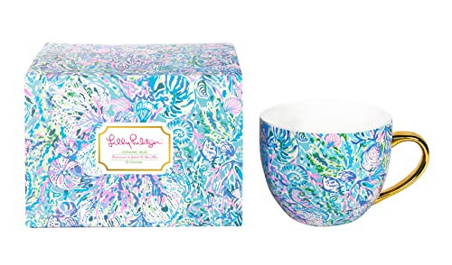 Lilly Pulitzer 12 Ounce Ceramic Coffee Mug or Tea Cup, Cute Mug with Gold Handle and Gift Box, Soleil It On Me | Amazon (US)