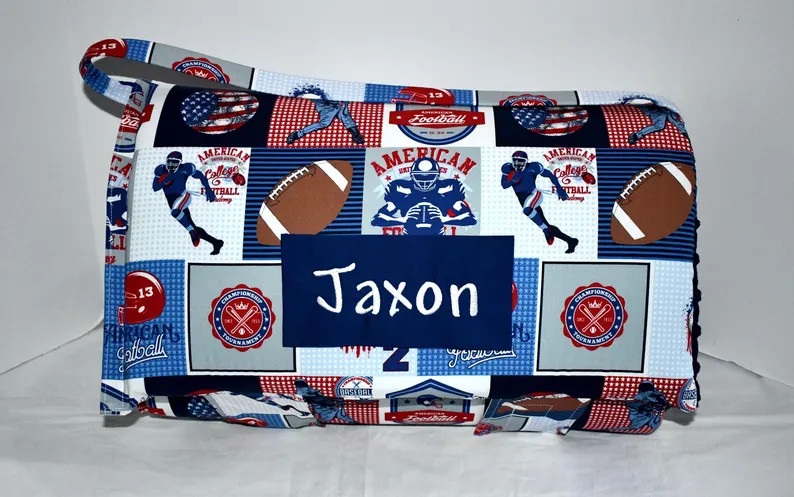 Play Ball Sports Memory Foam Kids Nap Mat with Navy Minky Dot Blanket | Etsy (Global)