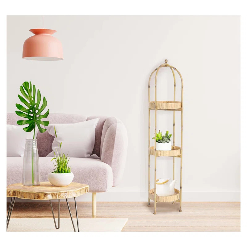 Natisha 44.9" H x 11" W x 11" D Shelf with Rattan Trays | Wayfair North America