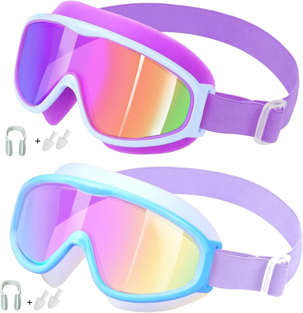 Vvinca Kids Goggles with Comfort Fabric Strap, Kids Swim Goggles Wide View Anti-Fog/UV No Leaking... | Amazon (US)