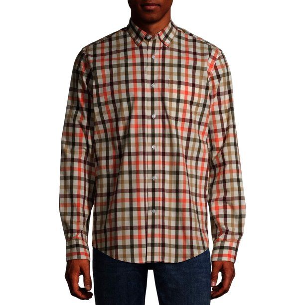 George Men's and Big Men's Long Sleeve Stretch Poplin Shirt, up to 5xlt | Walmart (US)
