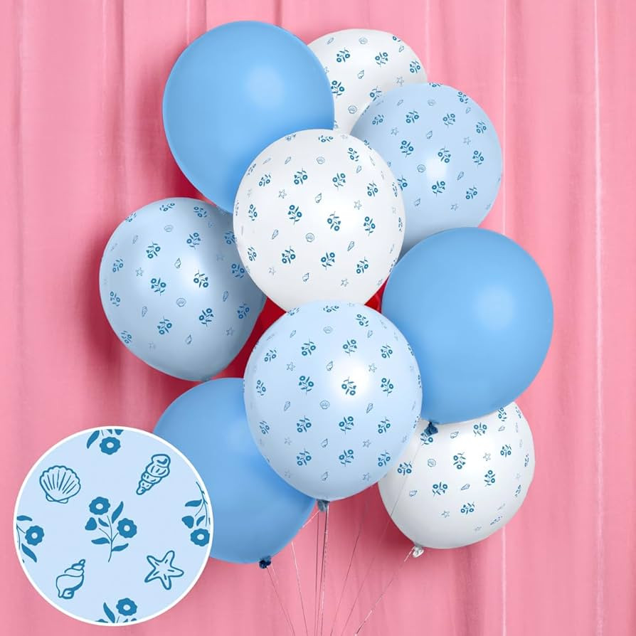 xo, Fetti Blue Coastal Latex Balloons - 24 pk, 12" | Beach Party Decorations, Tropical Bacheloret... | Amazon (US)