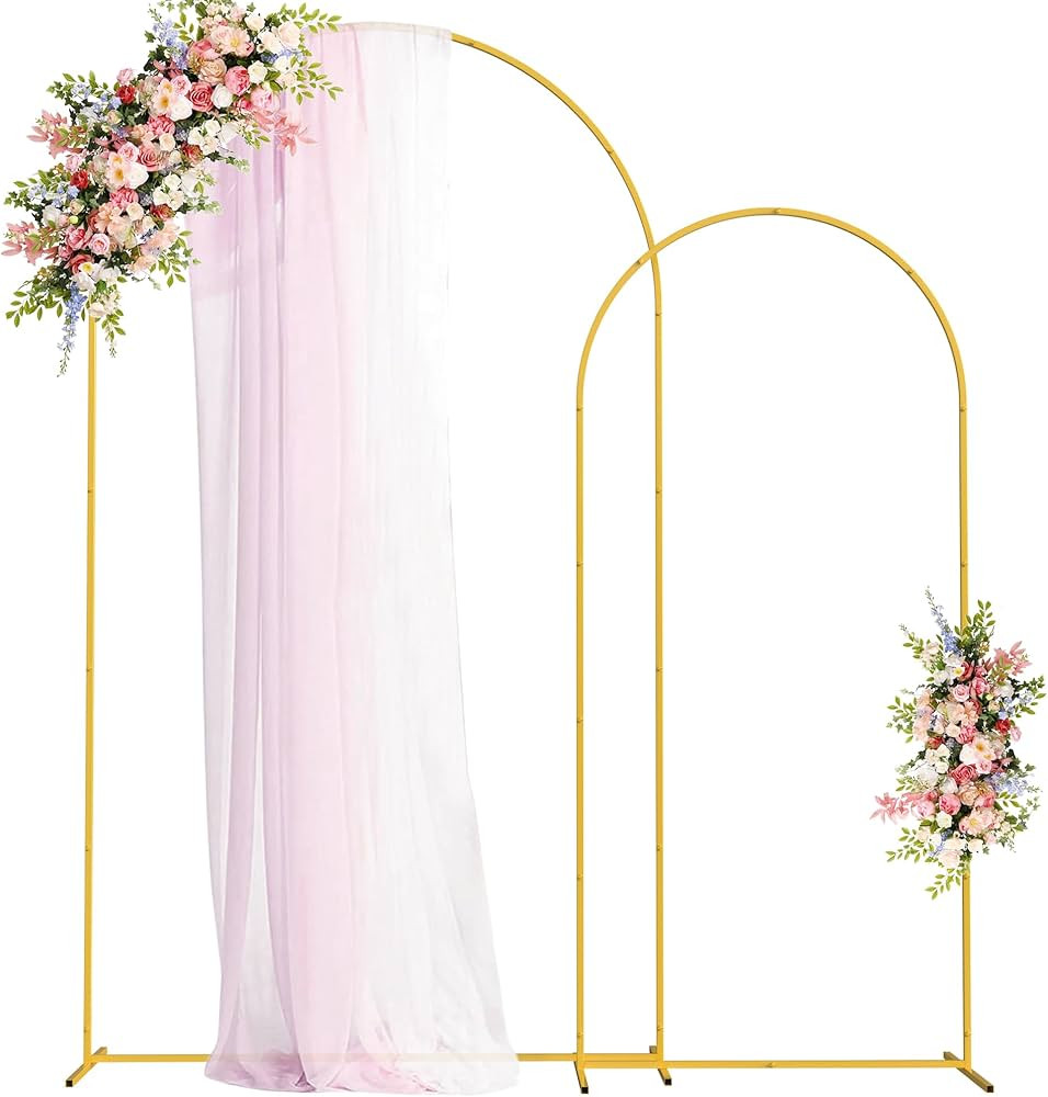 Fomcet Metal Arch Backdrop Stand Set of 2 Gold Wedding Arch Stand 7.2FT & 6FT Arched Backdrop Fra... | Amazon (US)